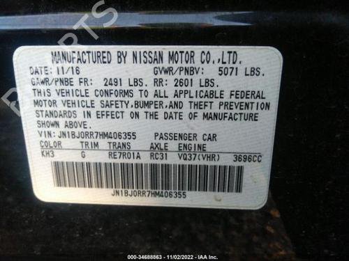 Fuel Tank Send Unit 2017 INFINITI QX50