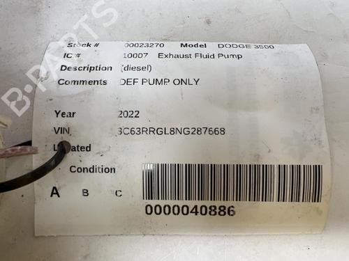 Exhaust Fluid Pump 2022 DODGE/RAM 3500 Pickup