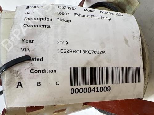 Exhaust Fluid Pump 2019 DODGE/RAM 3500 Pickup