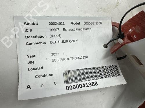 Exhaust Fluid Pump 2022 DODGE/RAM 3500 Pickup